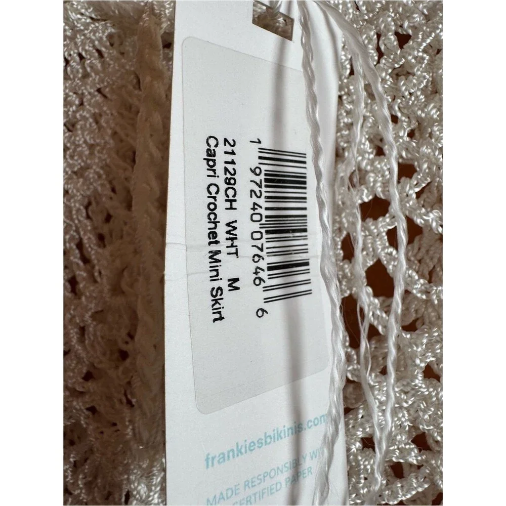 Frankies Bikinis Capri White Crochet Mini Skirt Cover Up NWT Medium